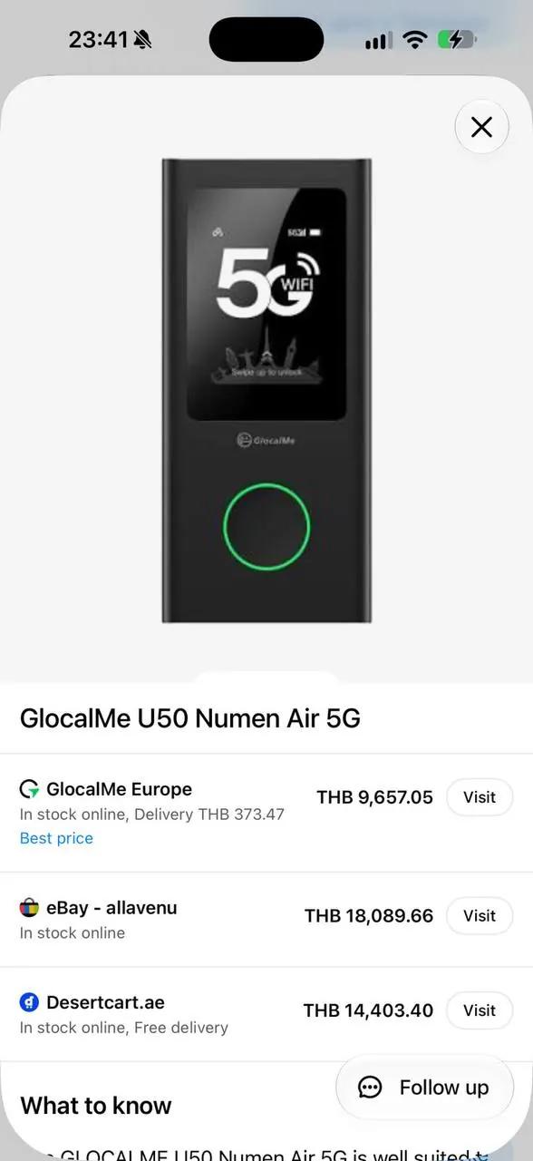 Портативный Wi-Fi роутер GlocalMe Numen Air 5G