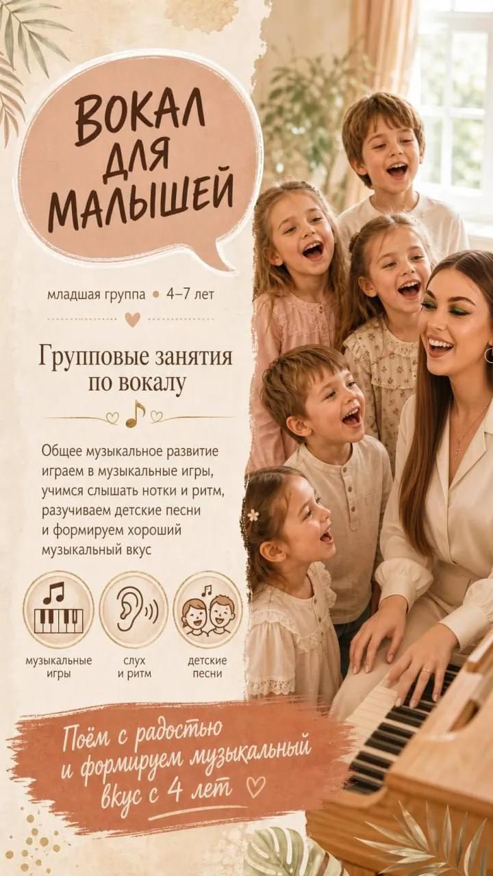 Групповые занятия вокалом для детей 4-7 лет