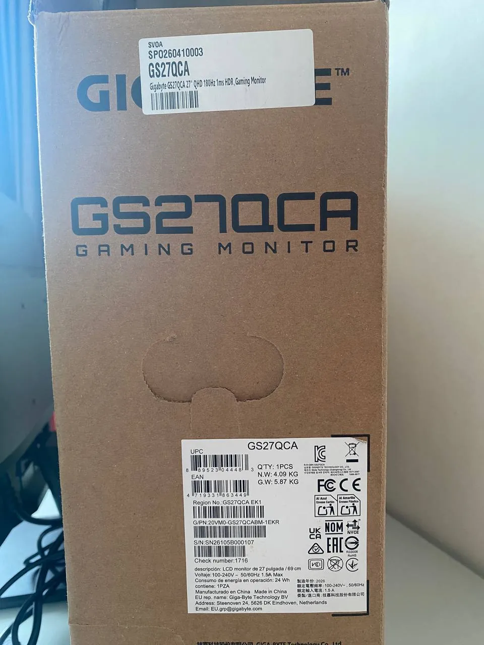 Игровой монитор GIGABYTE 27 дюймов 180 Гц 3