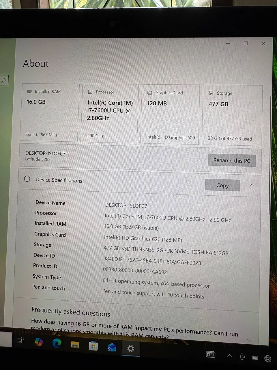 Ноутбук Dell Latitude 5285 с нерабочим тачскрином 2