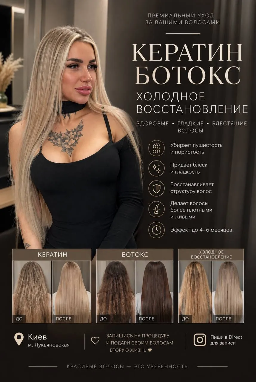 Кератиновый уход и ботокс для волос 1